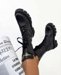 LA MILLA BUTY BOTKI WORKERY DŁUGIE Z LOGO CZARNE