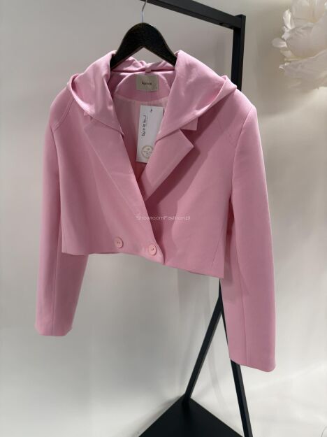 BY O LA LA! KRÓTKA MARYNARKA Z KAPTUREM SUGAR PINK