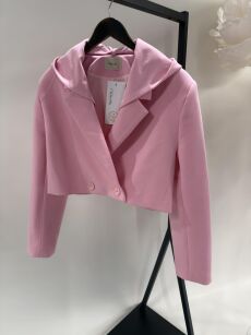 BY O LA LA! KRÓTKA MARYNARKA Z KAPTUREM SUGAR PINK