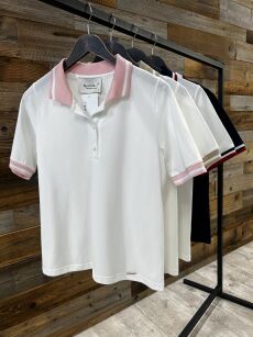 BY O LA LA! BLUZKA T-SHIRT POLO BIEL/GRANAT