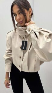 EMO KRÓTKI TRENCZ ZE STÓJKĄ CHŁODNY BEŻ