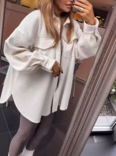 EMO OVERSIZOWA KOSZULA SZTRUKS KREMOWA