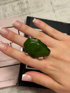 PIERŚCIONEK Z KAMIENIEM ZIELONY/ZŁOTO