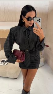 LA MILLA MARSZCZONA SPÓDNICA MINI W PASY GRAFIT/BIEL