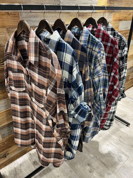 BY O LA LA...! ASYMETRYCZNA KOSZULA KRATA NIEBIESKA/ŚMIETANA/MALACHIT