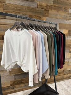 BY O LA LA! ASYMETRYCZNA BLUZA OVERSIZE RÓŻA ŚMIETANA