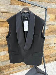 BY O LA LA...! KAMIZELA OVERSIZE Z KLAPAMI CZARNA