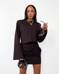 LA MILLA KOMPLET BLUZKA + SPÓDNICA RÓŻA CZEKOLADA