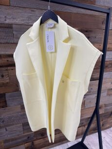 BY O LA LA...! DŁUGA KAMIZELKA DRESOWA OVERSIZE ŻÓŁTA (SUNSHINE)