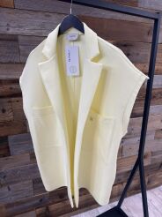 BY O LA LA...! DŁUGA KAMIZELKA DRESOWA OVERSIZE ŻÓŁTA (SUNSHINE)