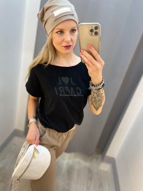 BY O LA LA...!  BLUZKA T-SHIRT LOL CAPRI CZARNY