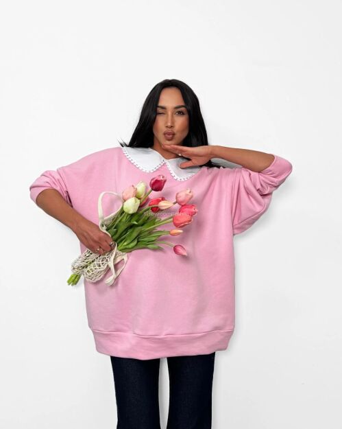 LA MILLA BLUZA OVERSIZE Z KOŁNIERZYKIEM RÓŻ
