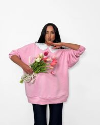 LA MILLA BLUZA OVERSIZE Z KOŁNIERZYKIEM RÓŻ