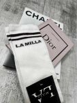 LA MILLA SKARPETY DŁUGIE Z LOGO BIAŁE/GORZKA CZEKOLADA - 4