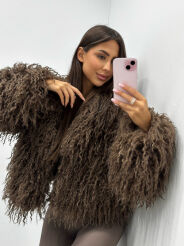 EMO KRÓTKIE ECO FUTRO LAMA CZEKOLADA