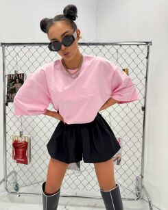 LA MILLA BLUZKA T-SHIRT LOGO EMELI RÓŻ