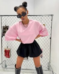 LA MILLA BLUZKA T-SHIRT LOGO EMELI RÓŻ