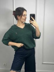 MINOUU SWETER POLO KID MOHER SZMARAGD