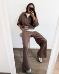 LA MILLA KOMPLET DRES BLUZA + SPODNIE W PASY BRĄZ - 5