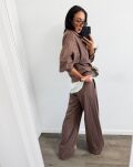LA MILLA KOMPLET DRES BLUZA + SPODNIE W PASY BRĄZ - 6