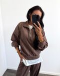 LA MILLA KOMPLET DRES BLUZA + SPODNIE W PASY BRĄZ - 9