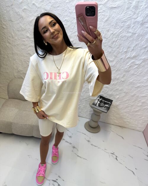 LA MILLA BLUZKA T-SHIRT OVERSIZE CHIC JASNY BEŻ