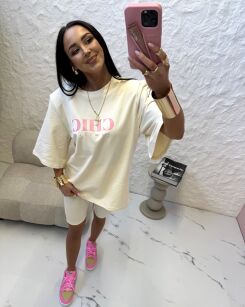 LA MILLA BLUZKA T-SHIRT OVERSIZE CHIC JASNY BEŻ
