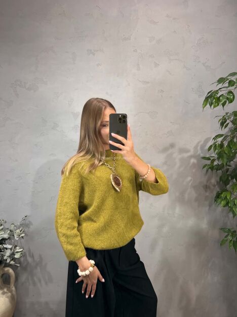 SWETER DAMSKI OVERSIZE Z BABY ALPAKĄ KAKTUS