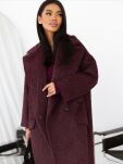 BY O LA LA! OVERSIZOWY PŁASZCZ FUTERKO BORDO (MERLOT) - 2