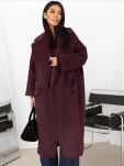 BY O LA LA! OVERSIZOWY PŁASZCZ FUTERKO BORDO (MERLOT) - 4