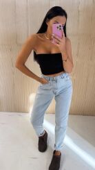 LA MILLA SPODNIE JEANSY MOM FIT NIEBIESKIE