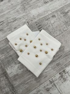 BY O LA LA...! RĘKAWICE MITENKI Z KORALIKAMI ECRU