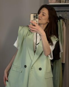 LA MILLA DŁUGA KAMIZELA OVERSIZE Z PODUSZKAMI PISTACJA