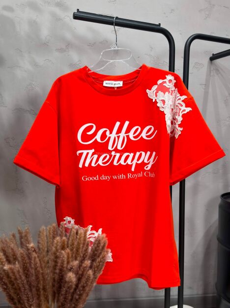 ROYAL CLUB T-SHIRT COFFEE THERAPY JARZĘBINOWA CZERWIEŃ