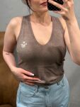 ROYAL CLUB TOP V-NECK Z LOGIEM KAKAOWY MELANŻ - 3