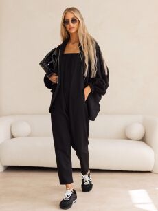 BY O LA LA...! KOMPLET BLUZA +  KOMBINEZON ŚPIOCHY CZARNY