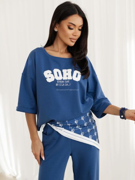 BY O LA LA! BLUZKA T-SHIRT SOHO GRANAT (DENIM)