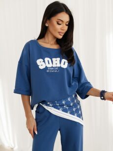 BY O LA LA! BLUZKA T-SHIRT SOHO GRANAT (DENIM)