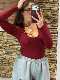 ROYAL CLUB BLUZKA LONGSLEEVE Z LOGIEM BURGUND