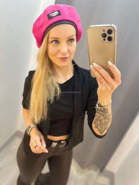 BY O LA LA ! CZAPKA BERET HEART FUKSJA