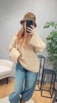 YARN OVERSIZOWY SWETER PREMIUM SANDY BEŻ - 2
