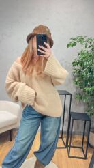 YARN OVERSIZOWY SWETER PREMIUM SANDY BEŻ