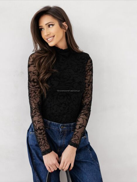 BY O LA LA ! BODY W KWIATY CZARNE