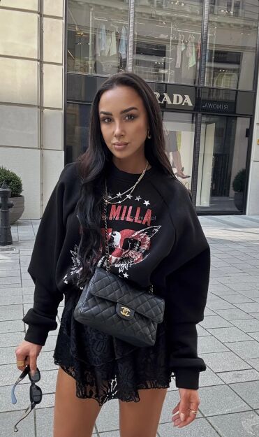 LA MILLA BLUZA OVERSIZE ORZEŁ CZARNA