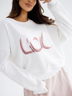 BY O LA LA! DRESOWA BLUZA OVERSIZE LOL ŚMIETANA/RÓŻ