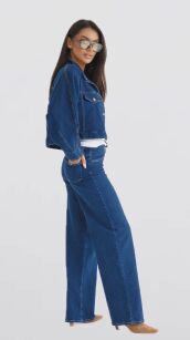BY O LA LA! SPODNIE JEANSY WIDE LEG DENIM NIEBIESKIE
