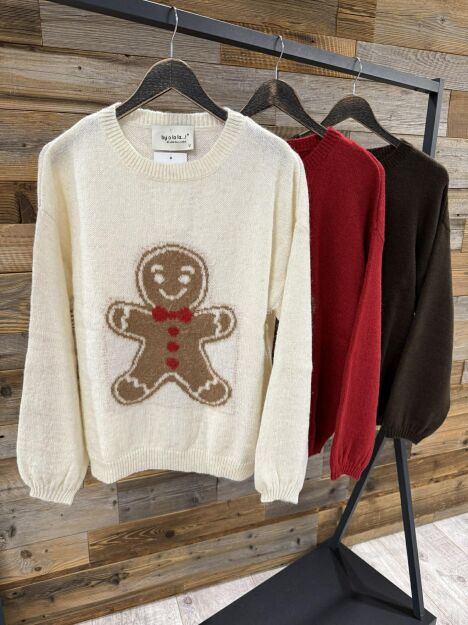 BY O LA LA.. ! SWETER PIERNICZEK CZERWONY