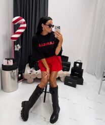 LA MILLA BLUZKA T-SHIRT OVERSIZE Z LOGO CZERŃ/CZERWIEŃ