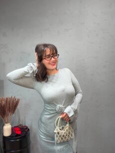 ROYAL CLUB DZIANINOWA SUKIENKA MINI ROSSIE JASNA SZAROŚĆ (SMOKE GREY)