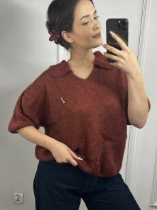 MINOUU SWETER POLO KID MOHER TERRACOTTA (RUDY)